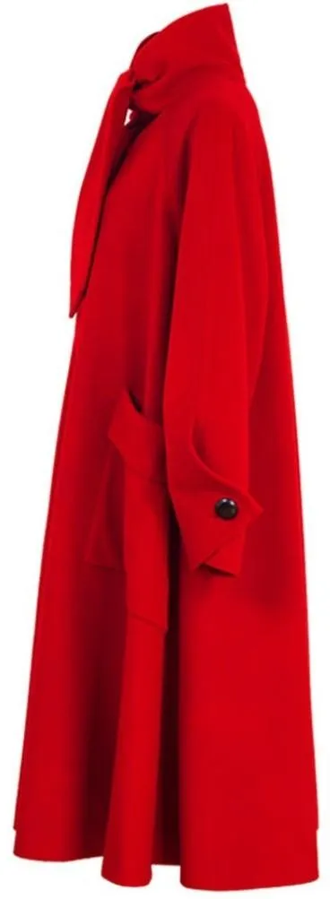 Boxy Oversized Wool Coat in Red