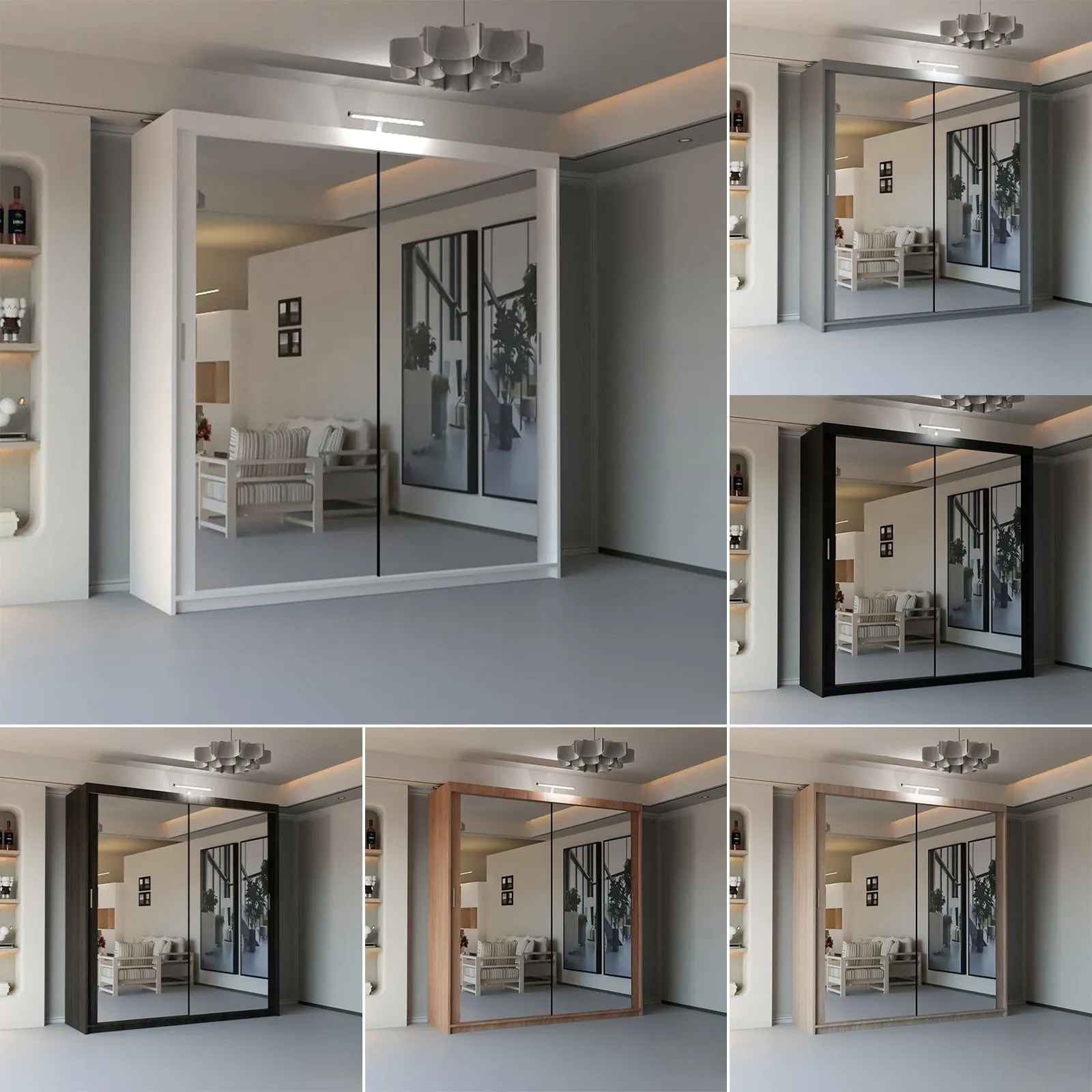 Brighton Stylish Mirror Sliding Door Wardrobe