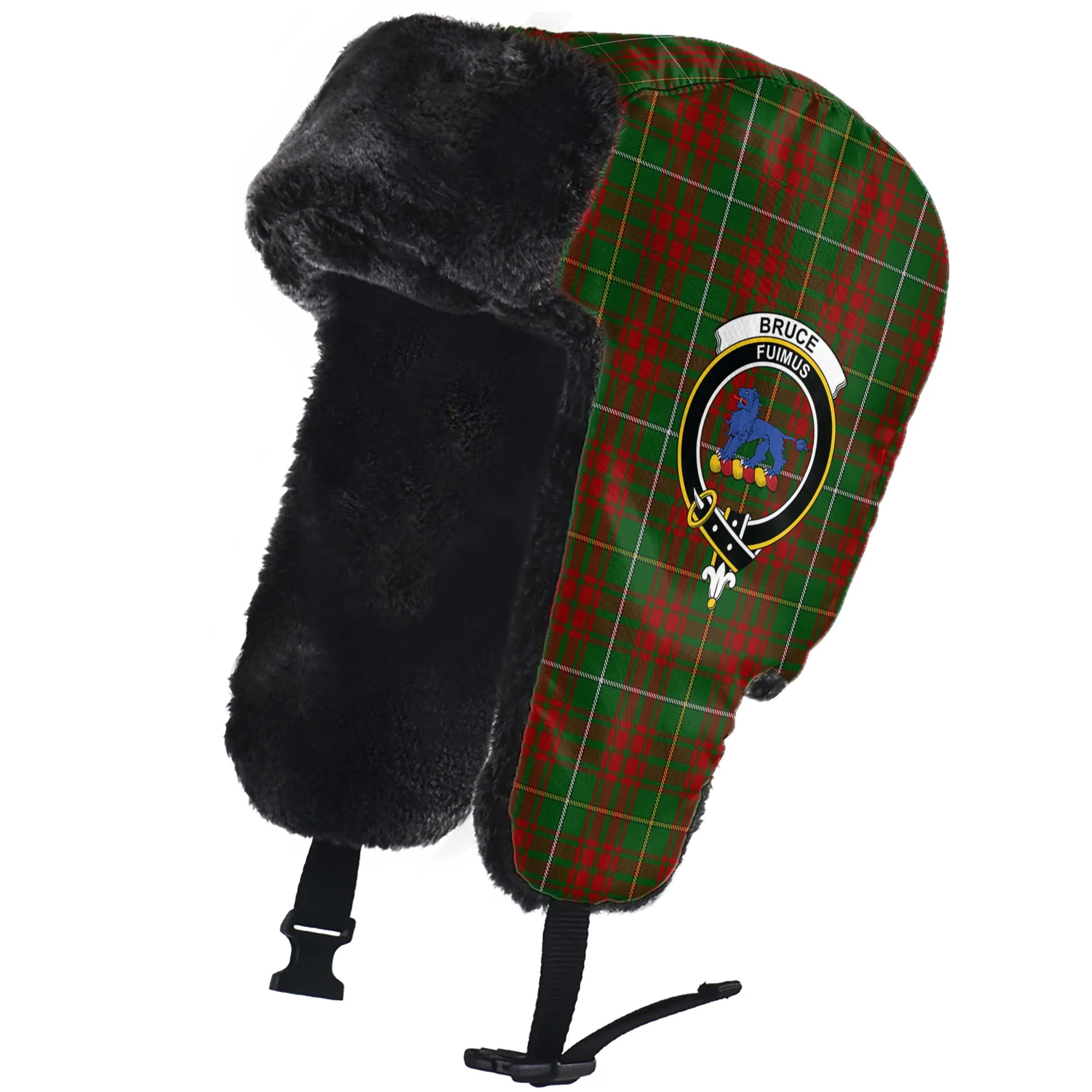 Bruce Hunting Tartan Winter Trapper Hat with Family Crest