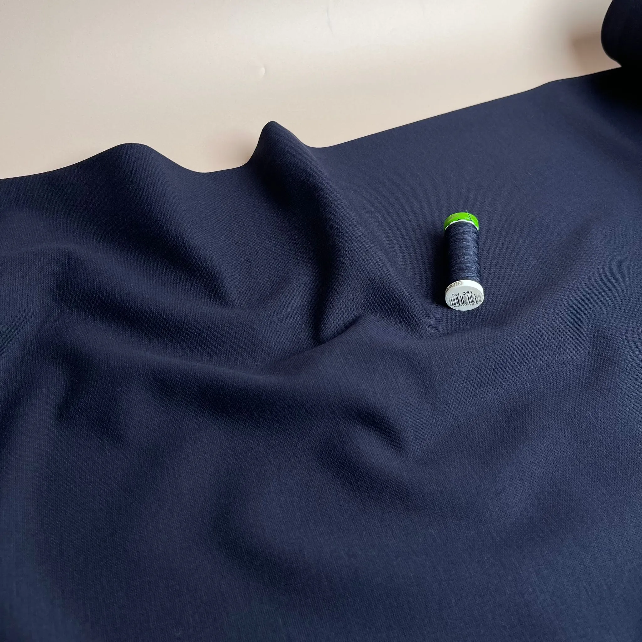 Brushed Viscose Ponte Roma Double Knit Fabric in Navy