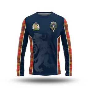 Buchanan Old Set Weathered Tartan Long Sleeve T-Shirt with Family Crest and Lion Rampant Vibes Sport Style