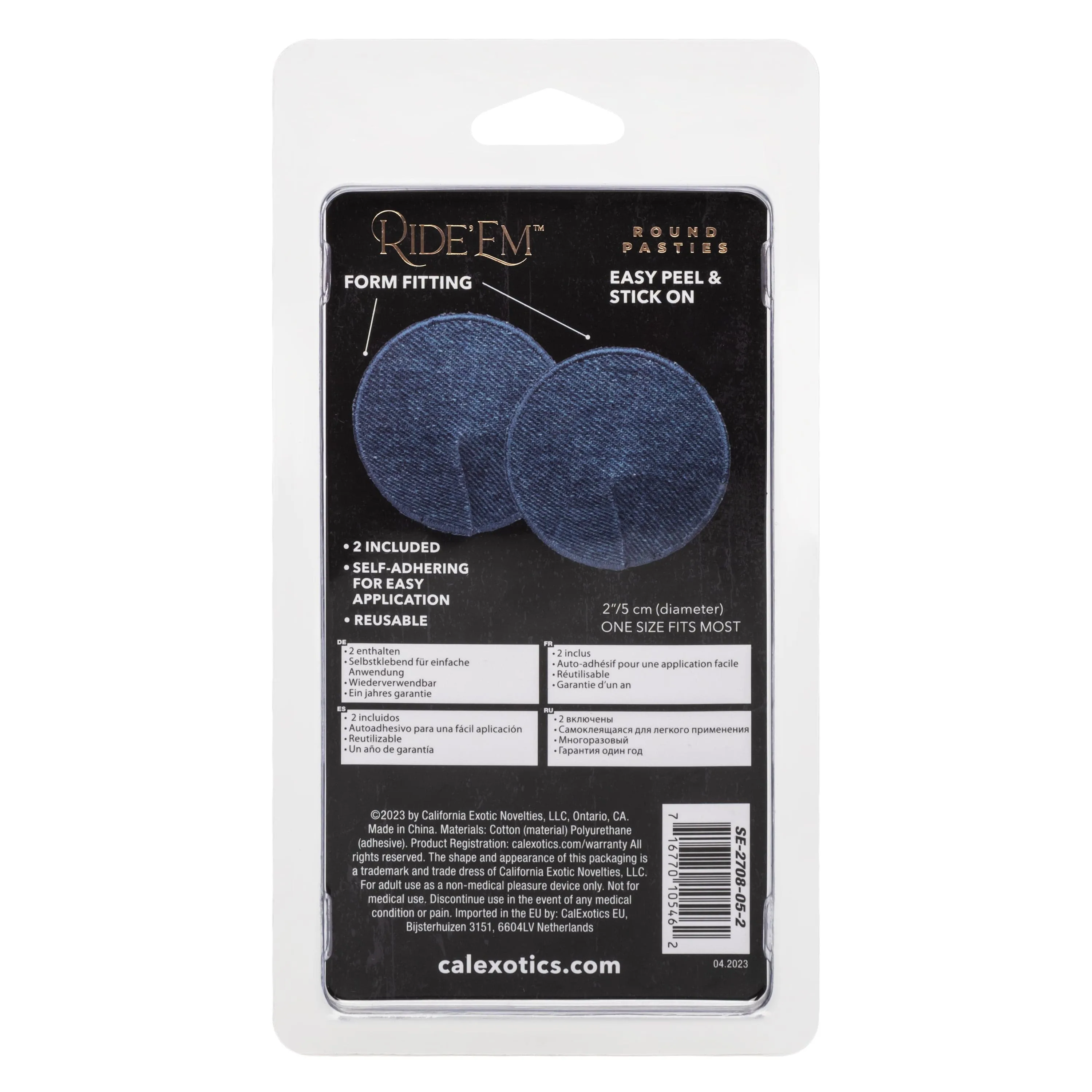 California Exotics - Ride 'em Premium Denim Collection Round Pasties Nipple Covers (Blue)