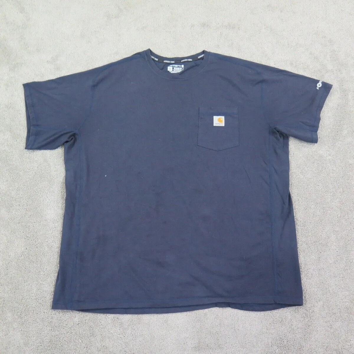 Carhartt Shirt Mens 2XL Blue Crew Neck Relaxed Fit Lightweight Outdoor Logo