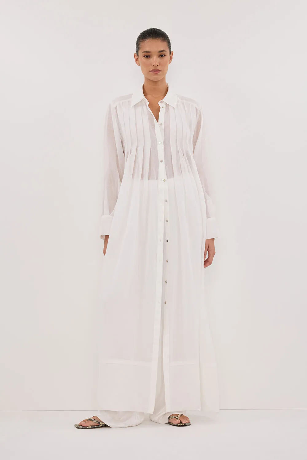 CARMEL WHITE RAMIE SHIRT DRESS