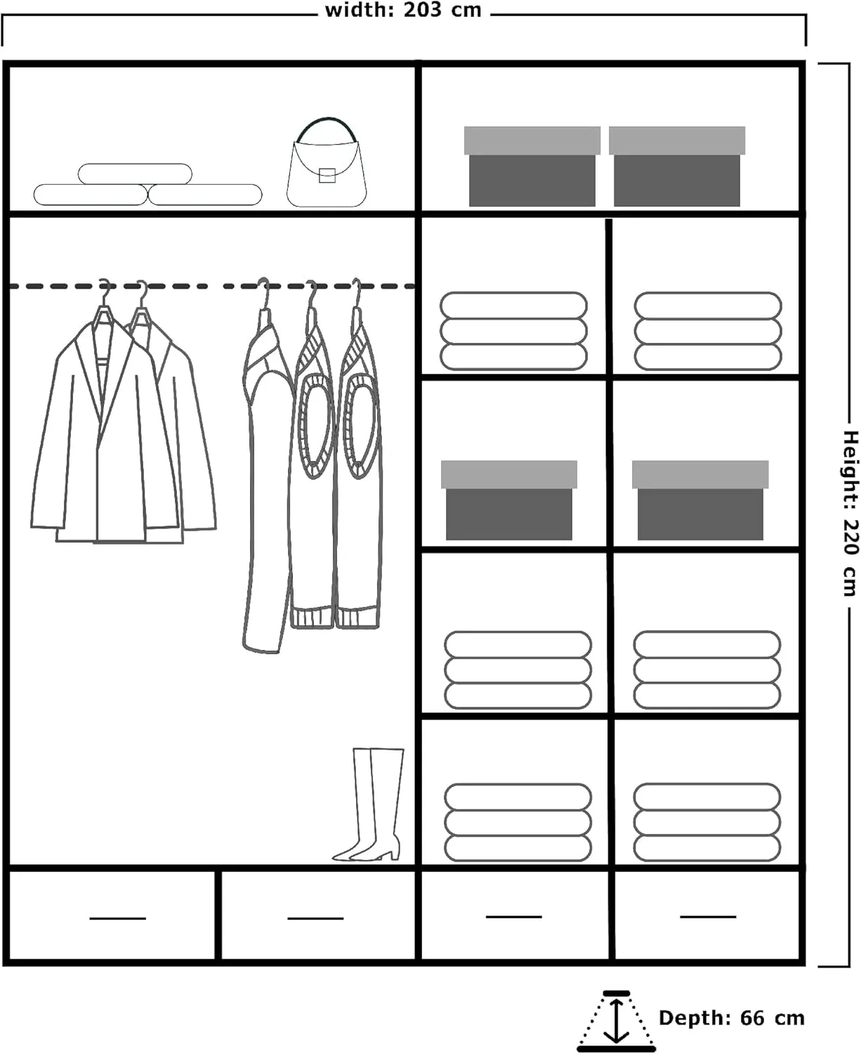 Chamba High Gloss 2 & 3 Sliding Door Wardrobe