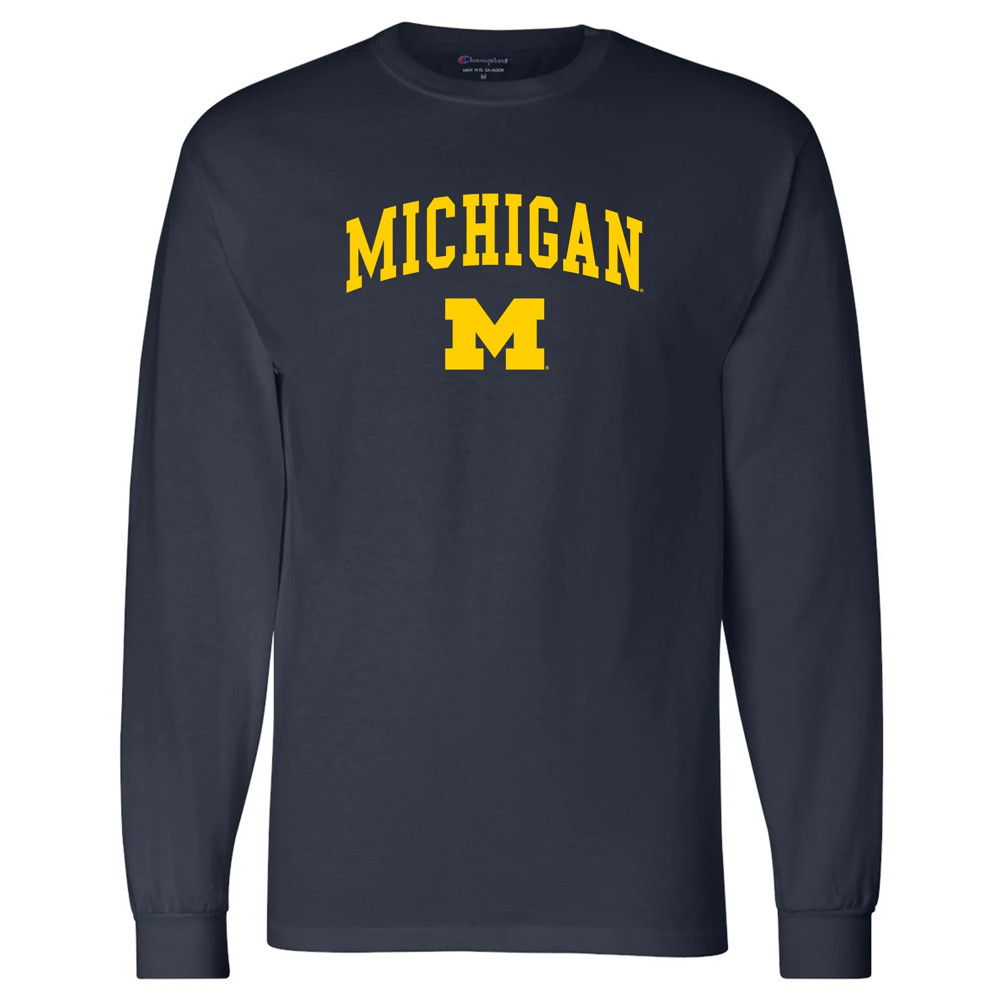 Champion Michigan Arch Logo  Long Sleeve - Navy