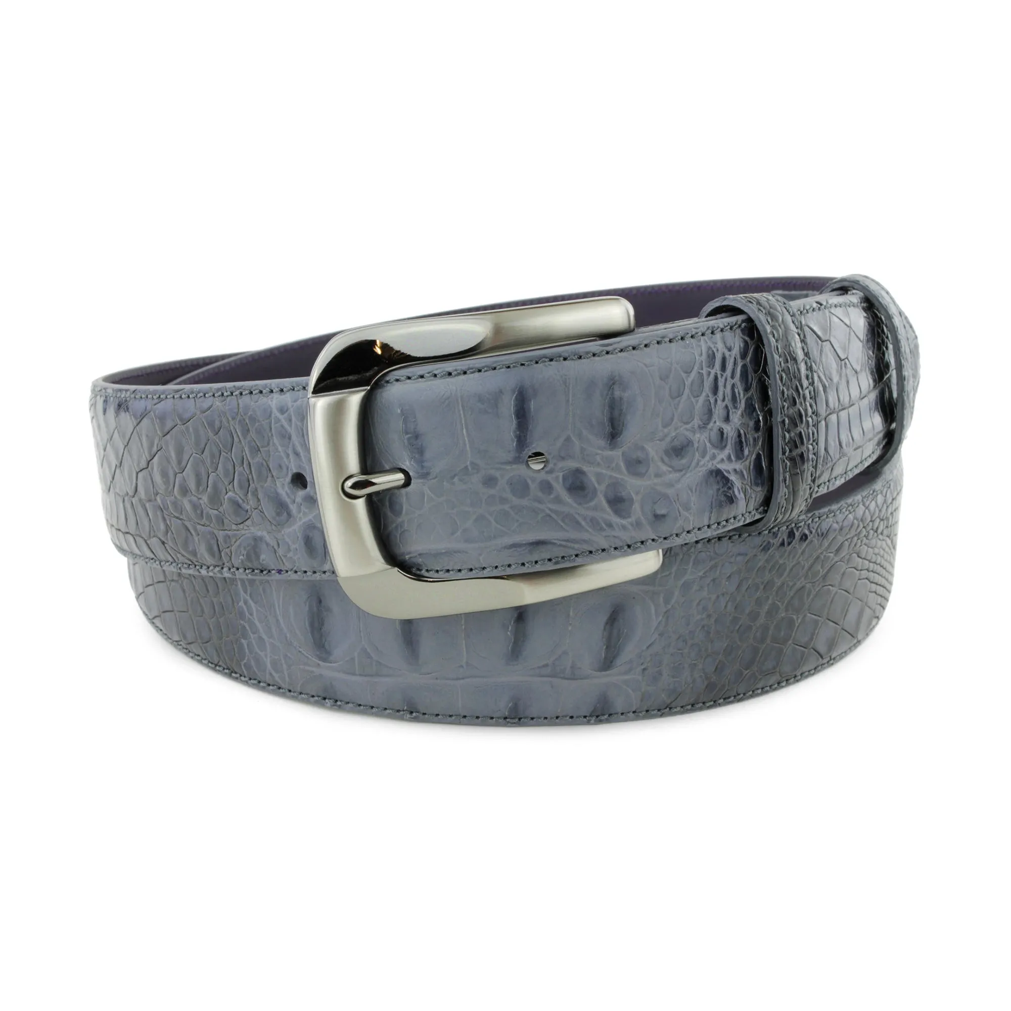 Charcoal Grey Mock Croc Gunmetal Belt