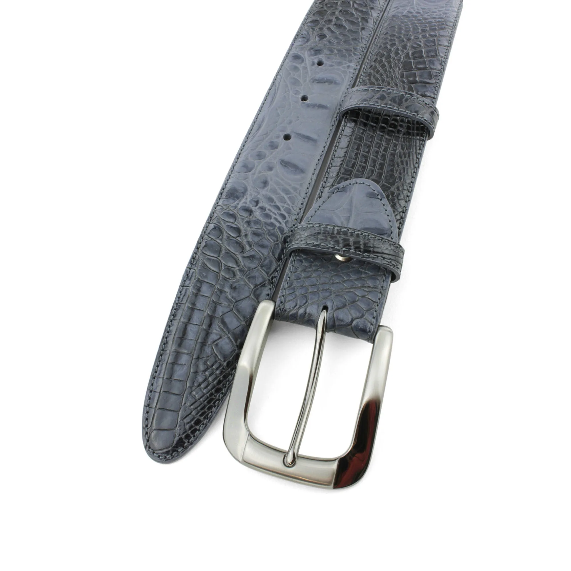 Charcoal Grey Mock Croc Gunmetal Belt