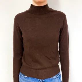 Chocolate Brown Cashmere Turtle Neck Jumper Extra Small