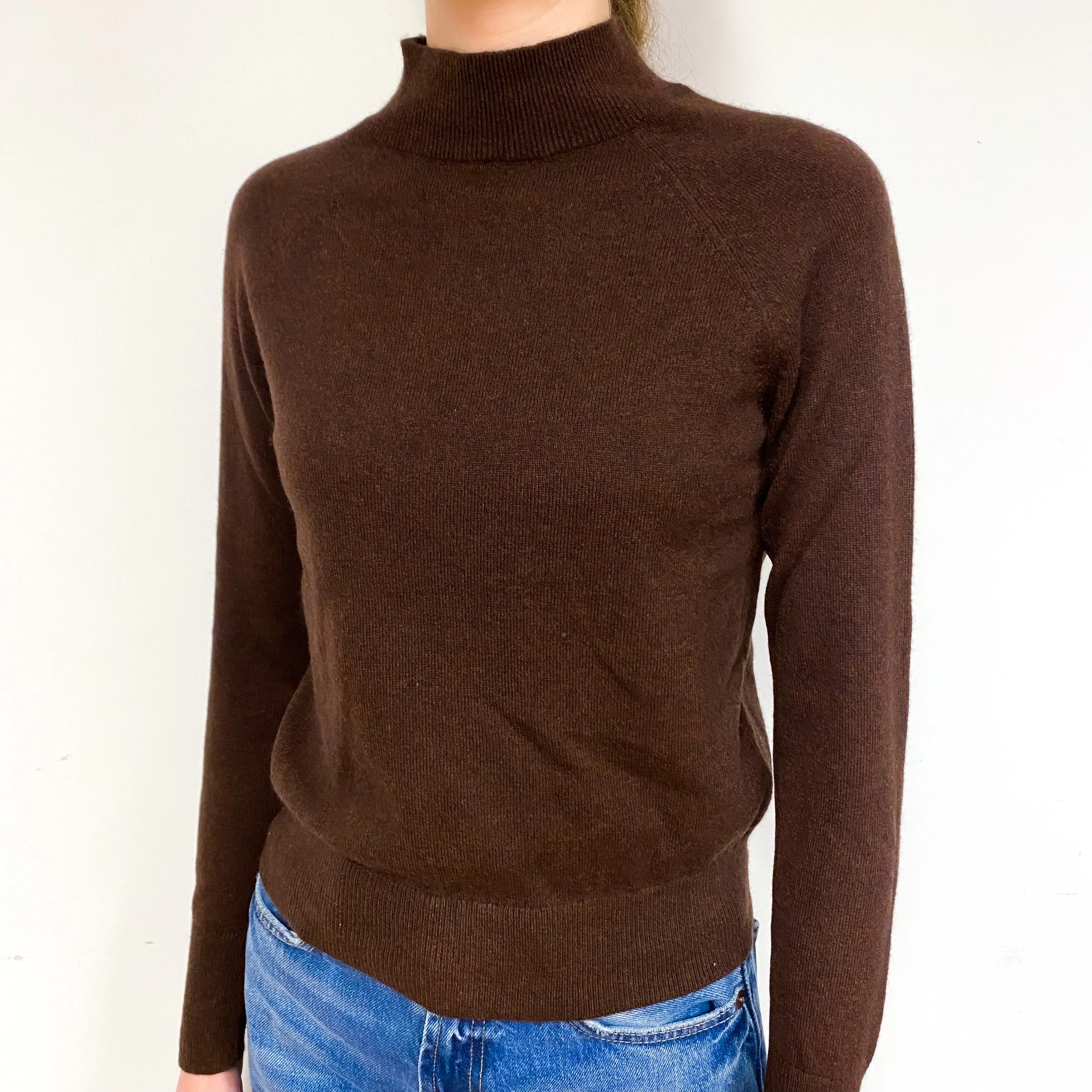 Chocolate Brown Cashmere Turtle Neck Jumper Extra Small