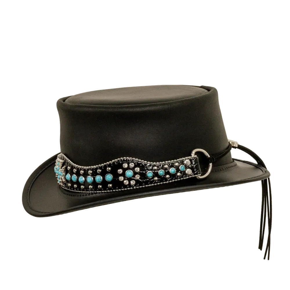 Chopper | Mens Black Leather Top Hat