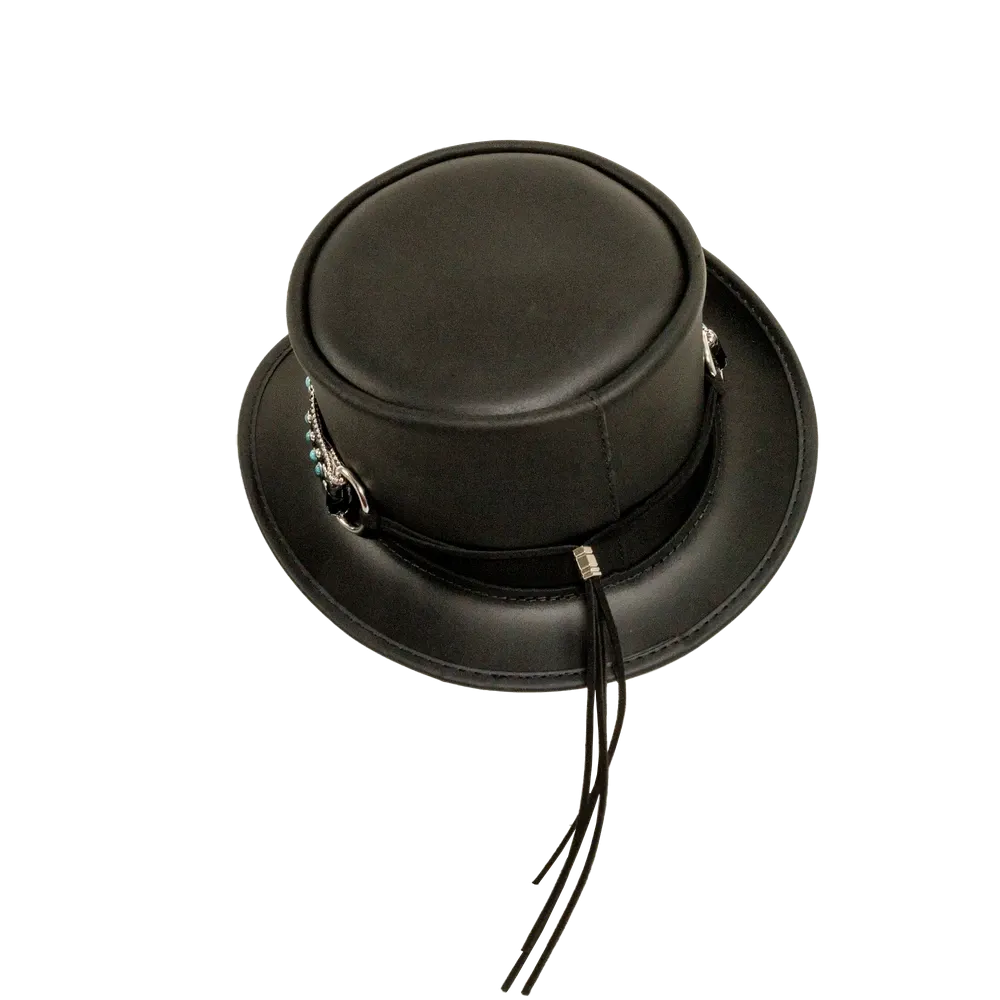 Chopper | Mens Black Leather Top Hat