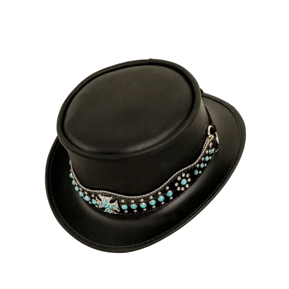 Chopper | Mens Black Leather Top Hat