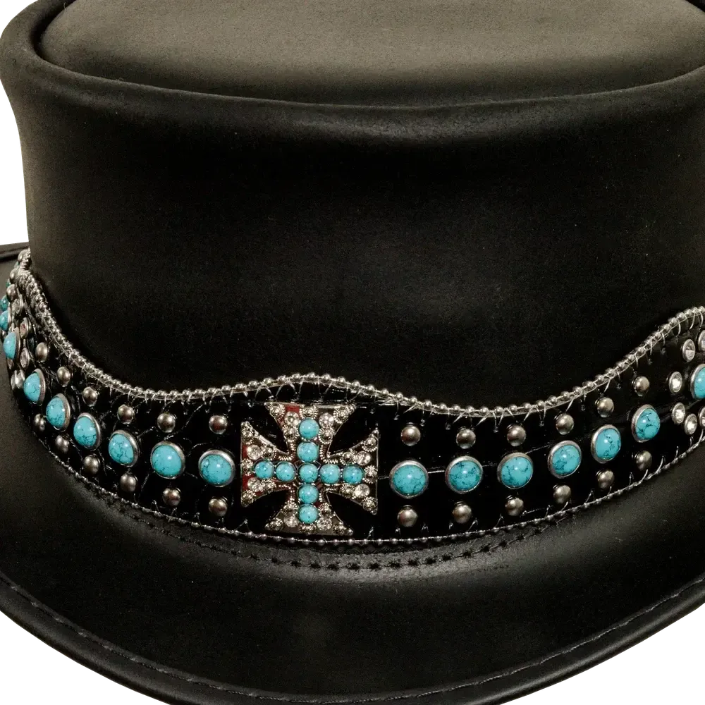 Chopper | Mens Black Leather Top Hat