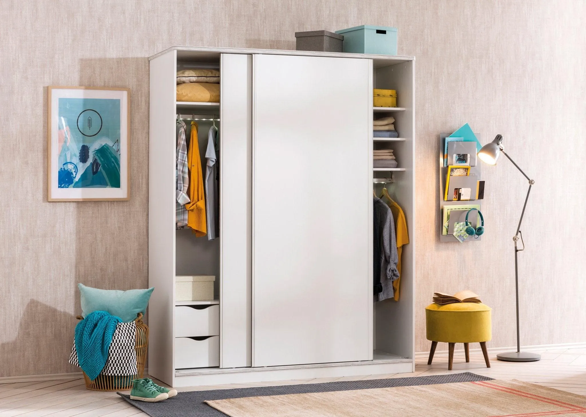 Cilek White Sliding Wardrobe