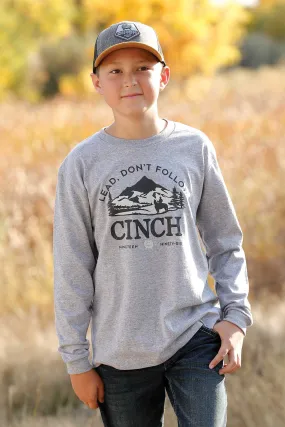 Cinch | Boy's LS Heather Grey Lead Don't Follow T-Shirt