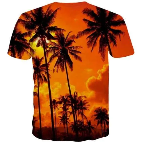 Coconut Tree T-shirt Men Beach Tshirts Cool Harajuku Tshirt Anime Nebula Tshirts Casual Novel Shirt Print Short Sleeve Punk Rock