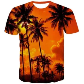 Coconut Tree T-shirt Men Beach Tshirts Cool Harajuku Tshirt Anime Nebula Tshirts Casual Novel Shirt Print Short Sleeve Punk Rock