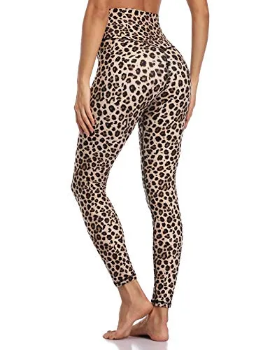 Colorfulkoala Women's High Waisted Pattern Leggings Full-Length Yoga Pants (L, Leopard)