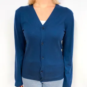 Cos Midnight Blue Fine Knit Cashmere V-Neck Cardigan Small