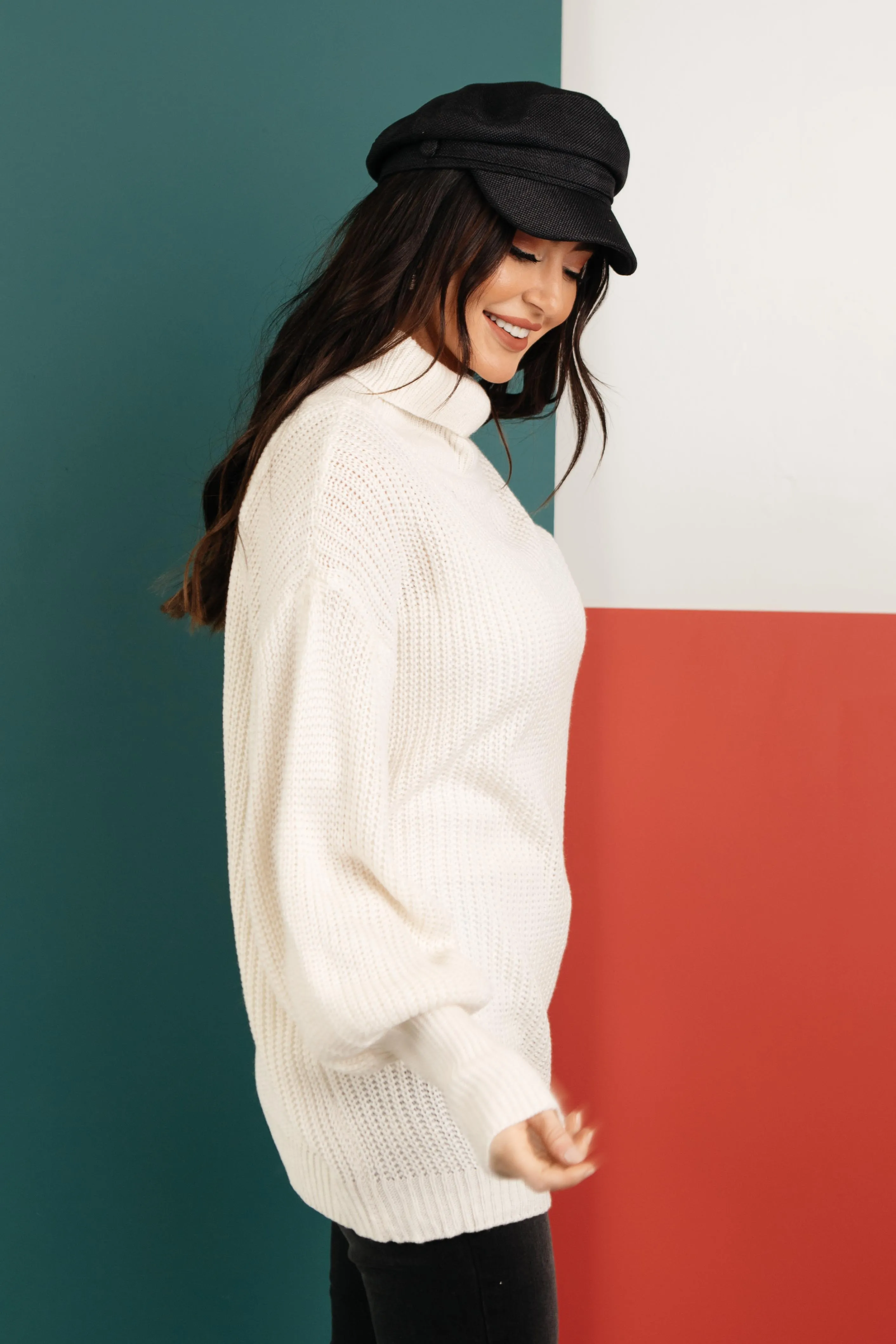 Cream Colored Classic Knit Sweater