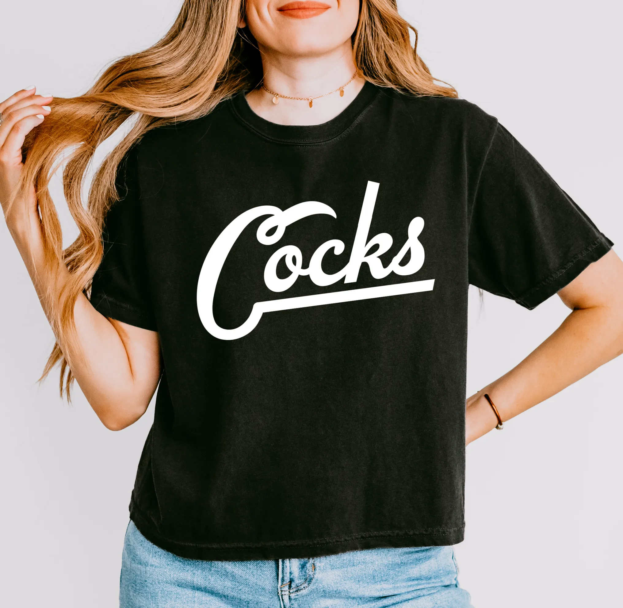 Cropped Comfort Colors Cocks Game Day Shirt