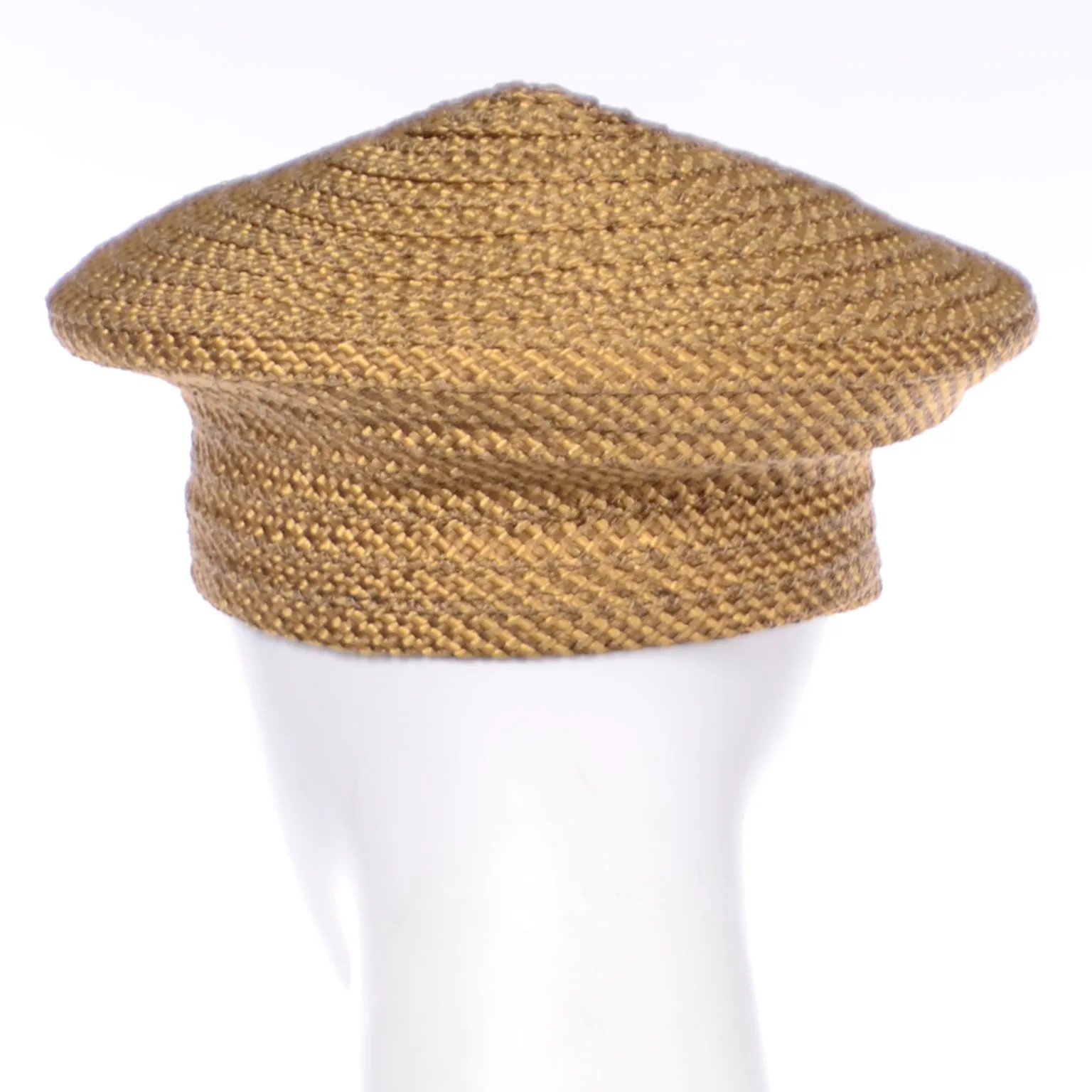 Debbie Rhodes Golden Brown Woven Vintage Beret Style Hat