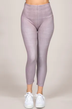 Denim Twill Dusty Lilac Full Length Legging