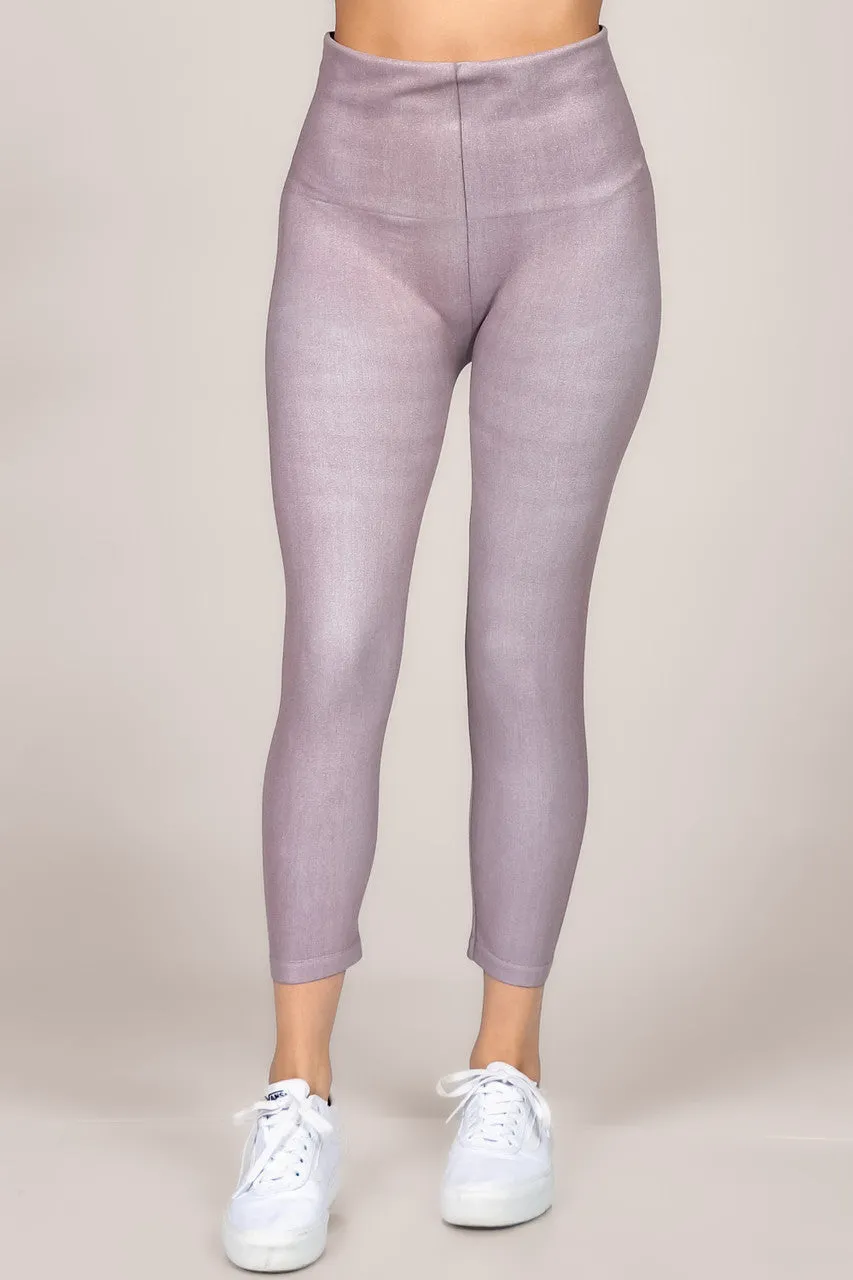 Denim Twill Dusty Lilac Full Length Legging