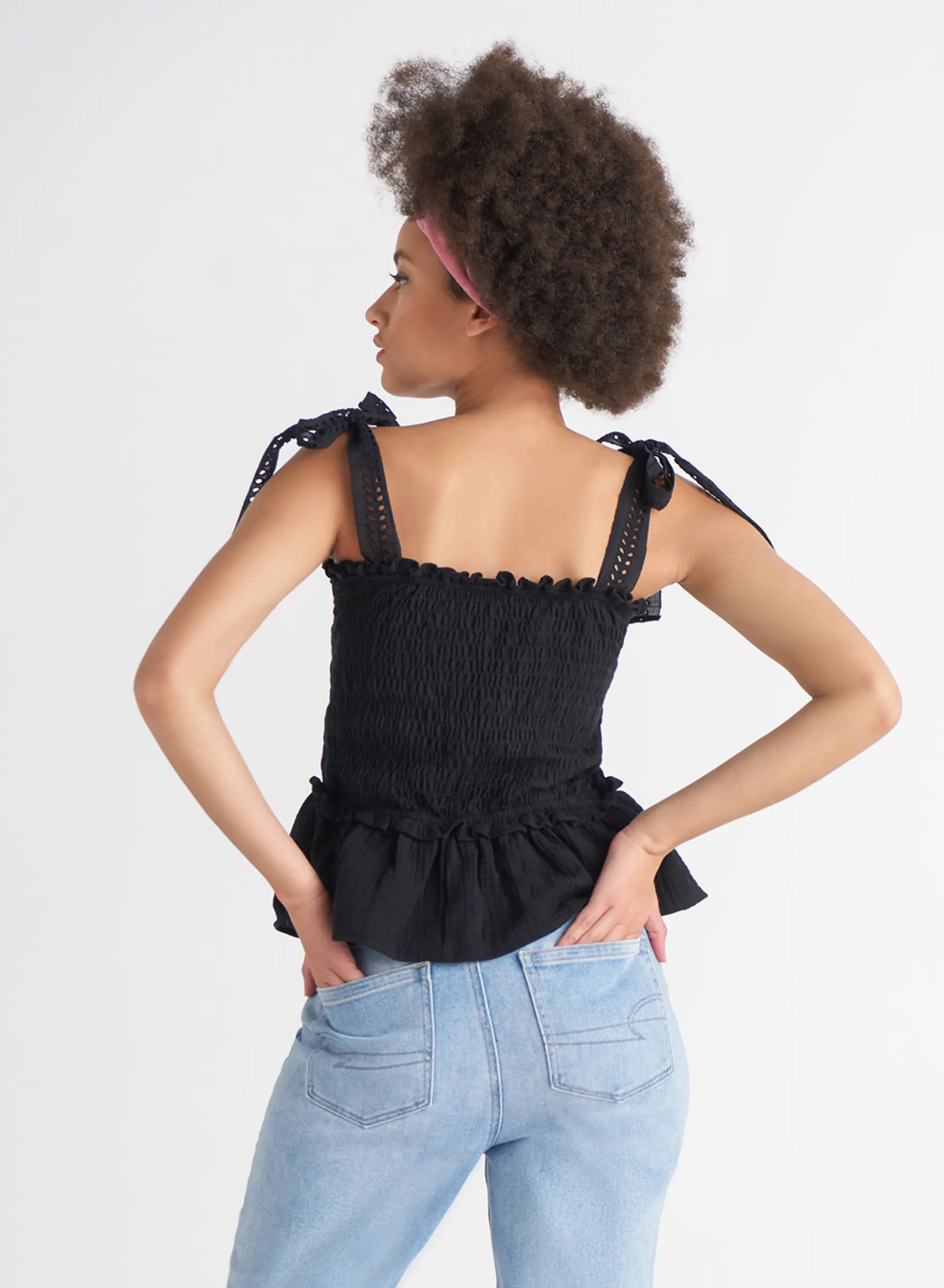 Dex Annabella Smocked Eyelet Top