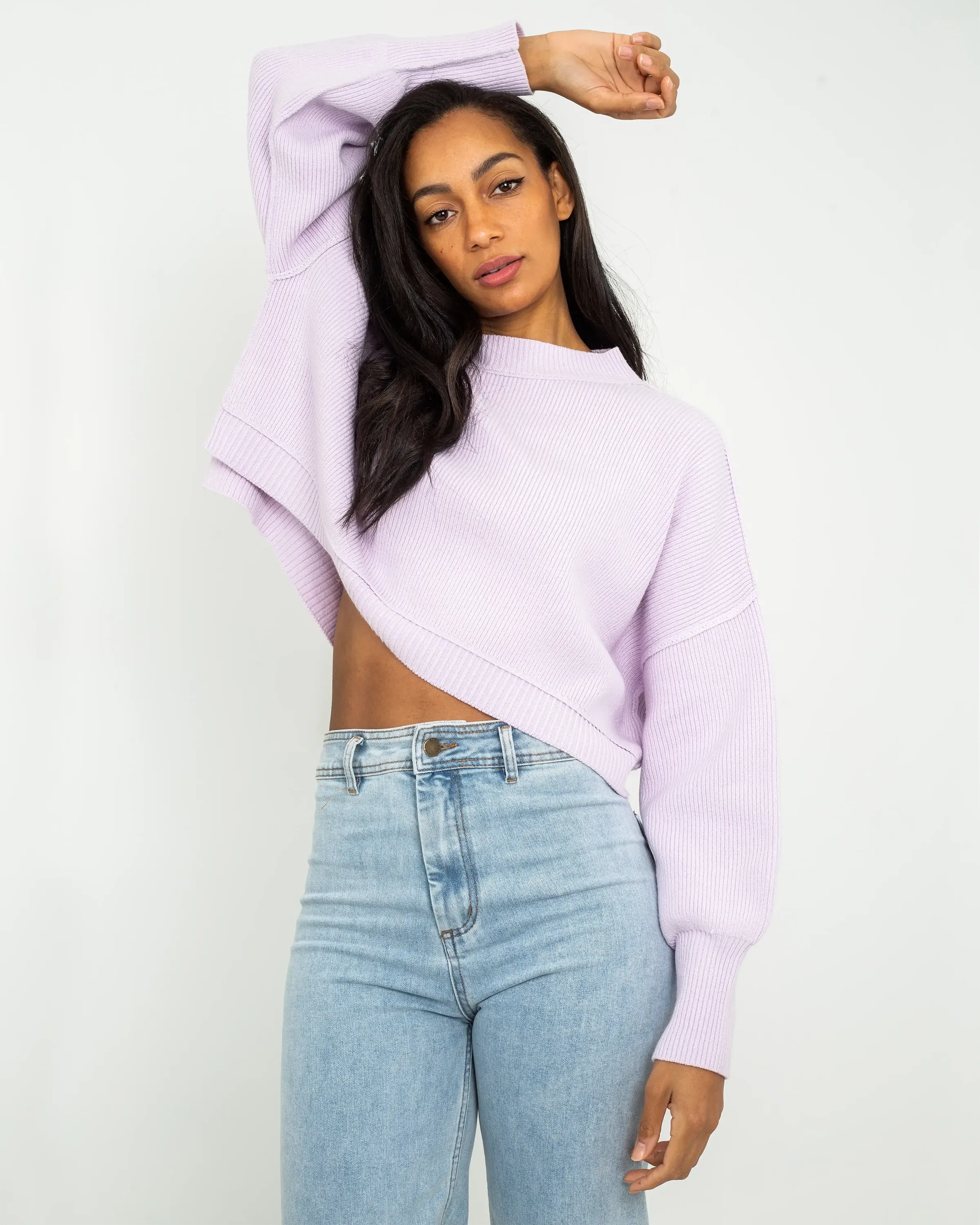 East Street Crop Jumper in Frost Lavender