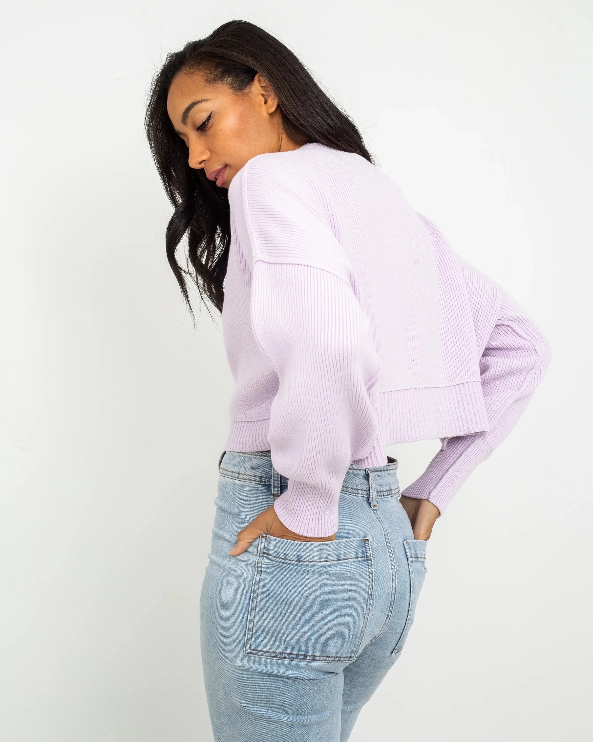 East Street Crop Jumper in Frost Lavender