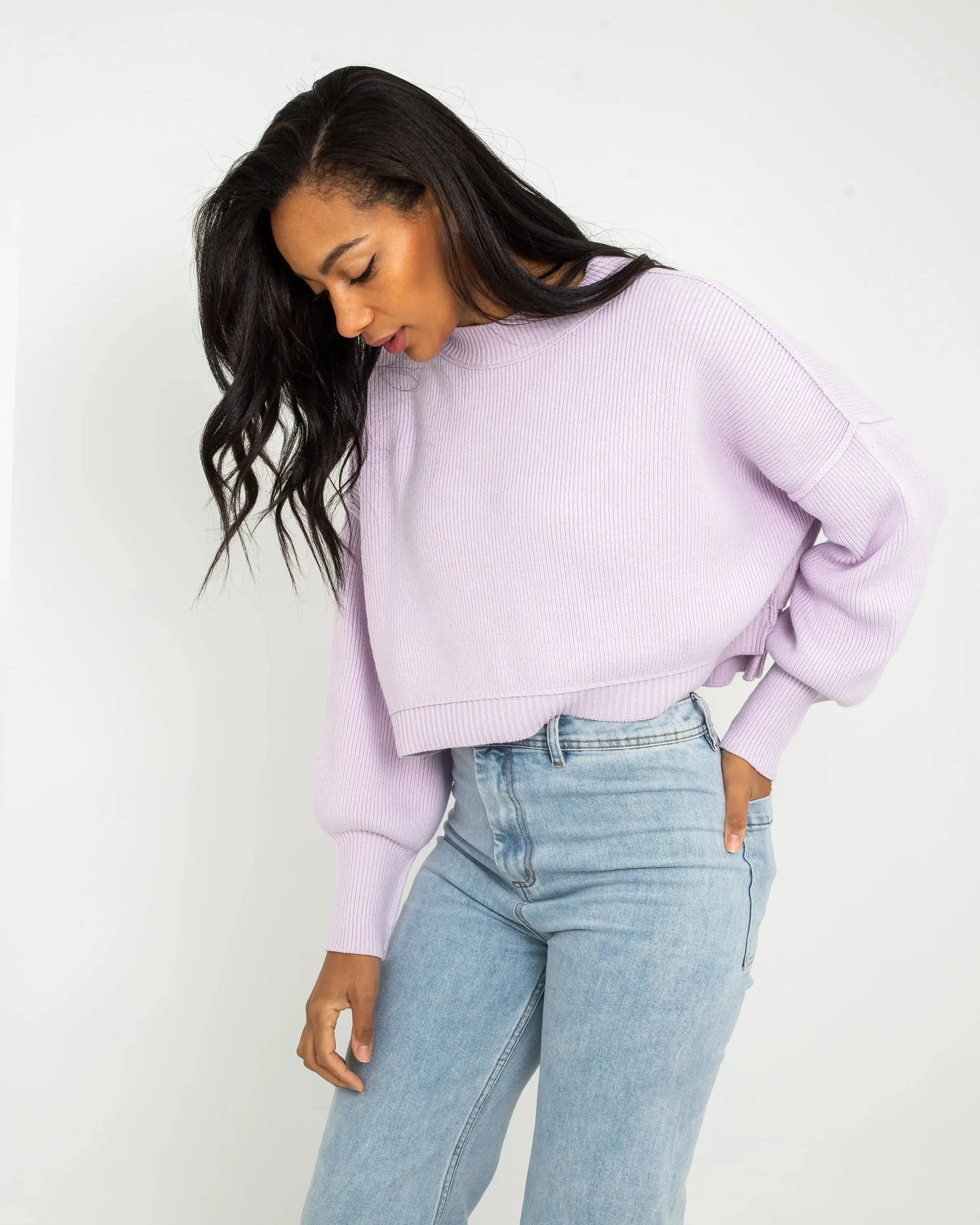 East Street Crop Jumper in Frost Lavender