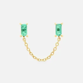 Emerald Baguette Chain Stud