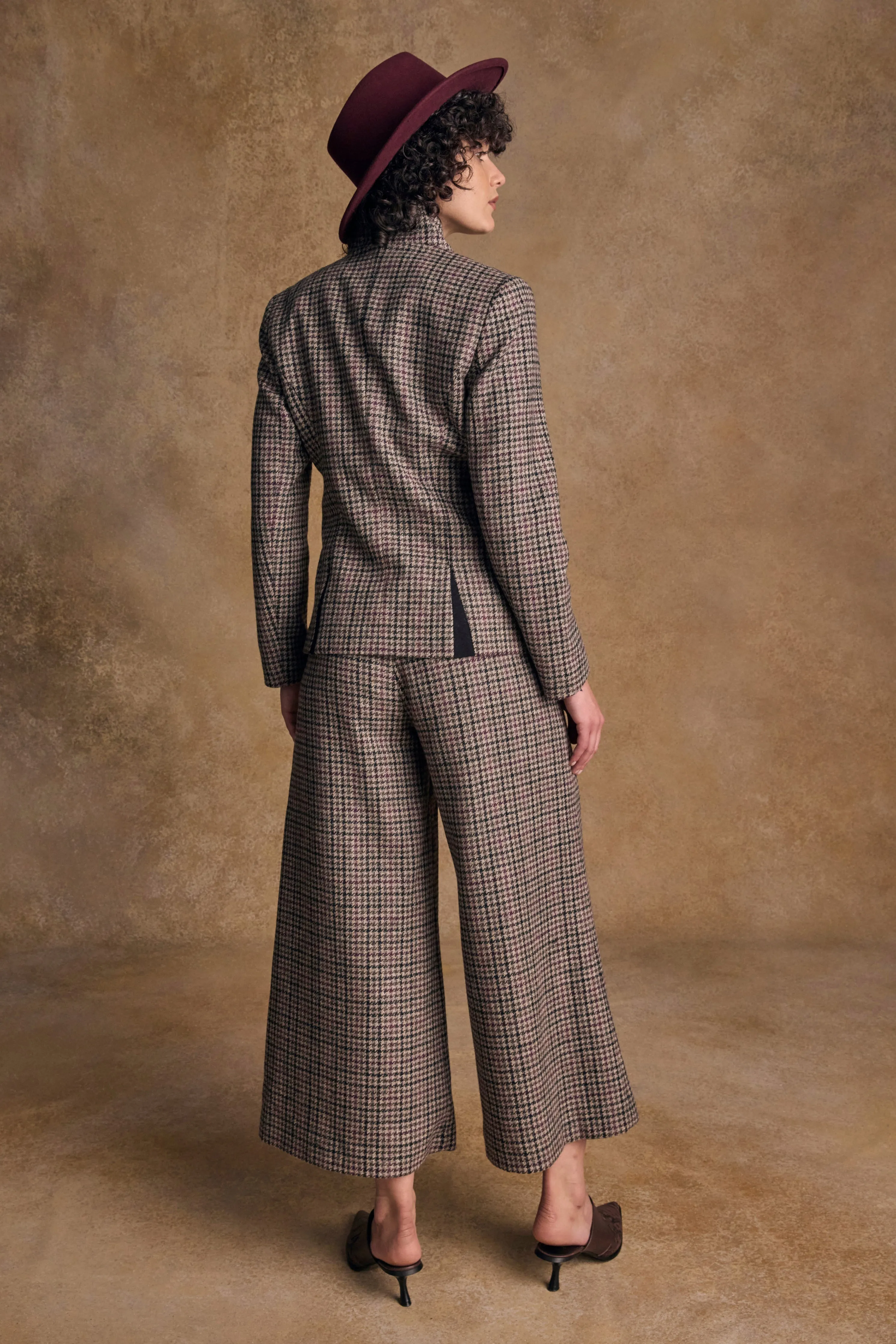 Enya Tweed Culottes - Plum Hacking Check