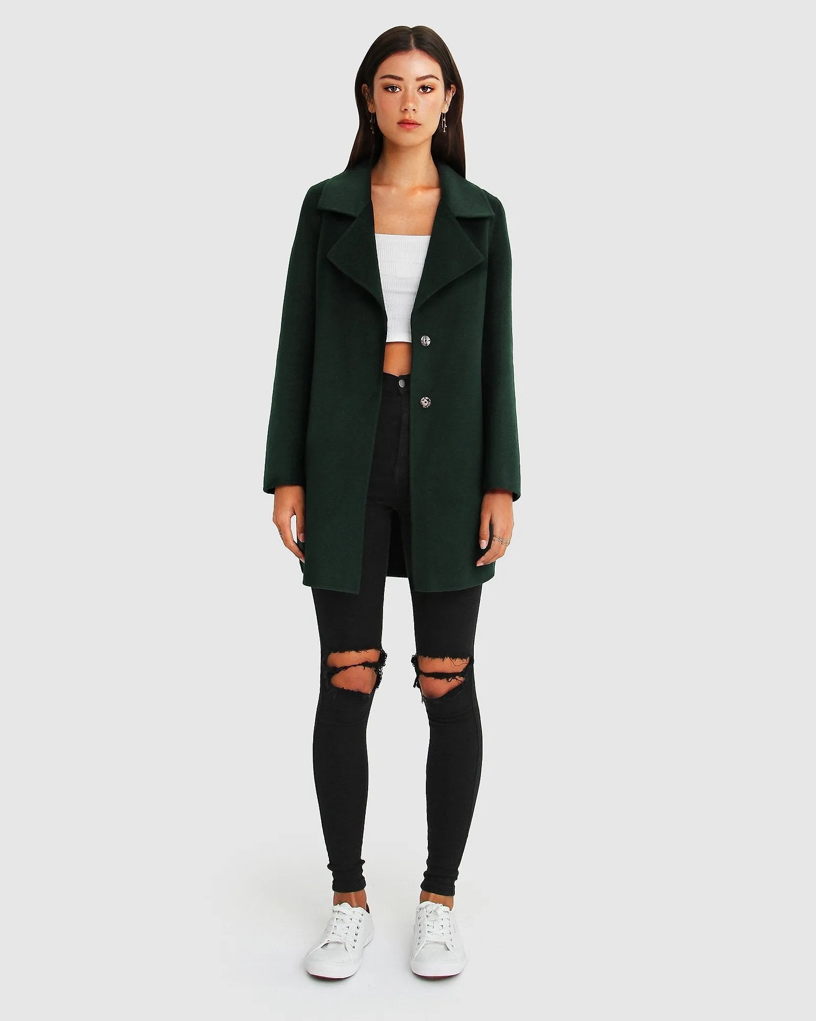 Ex-Boyfriend  Wool Blend Oversized Jacket - Dark Green