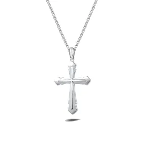 FANCIME Edgy Men's Cross Sterling Silver Necklace