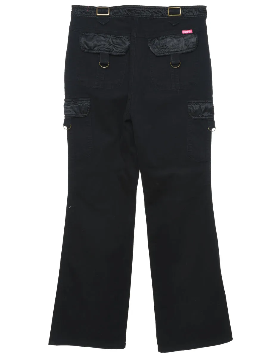 Flared Leg Black Cargo Trousers - W32 L32