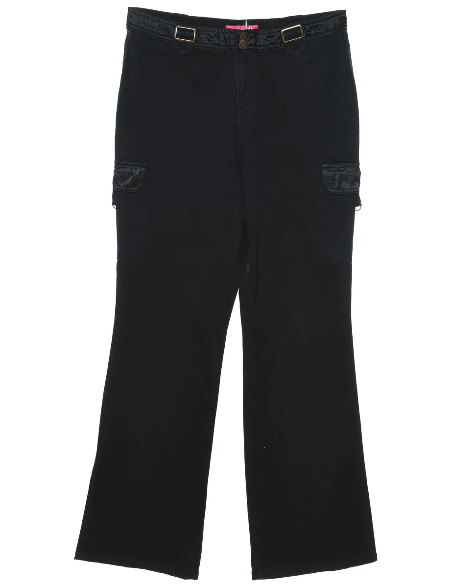 Flared Leg Black Cargo Trousers - W32 L32