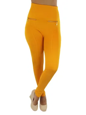 Fleece Lined Gold Zippered Leggings