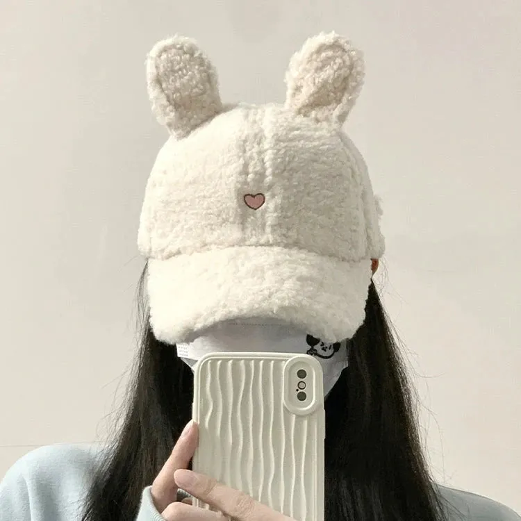 Fluffy Bunny Ears Baseball Hat