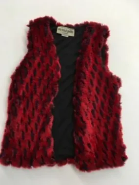 FUR TUNIC VEST RED SLASH