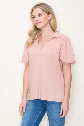 Gabi Collared Bubble Sleeve Top