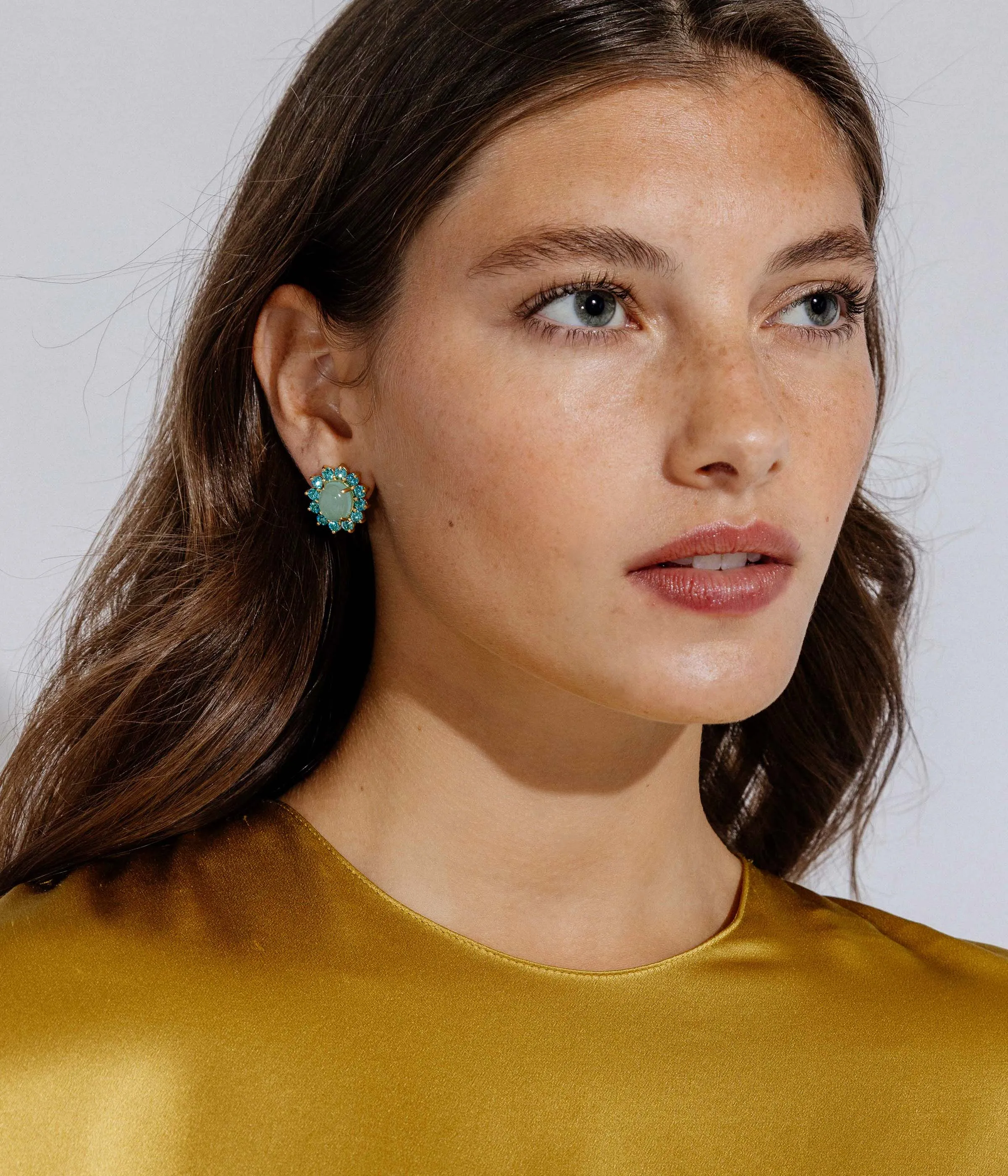 Georgie Stud Earrings in Aqua