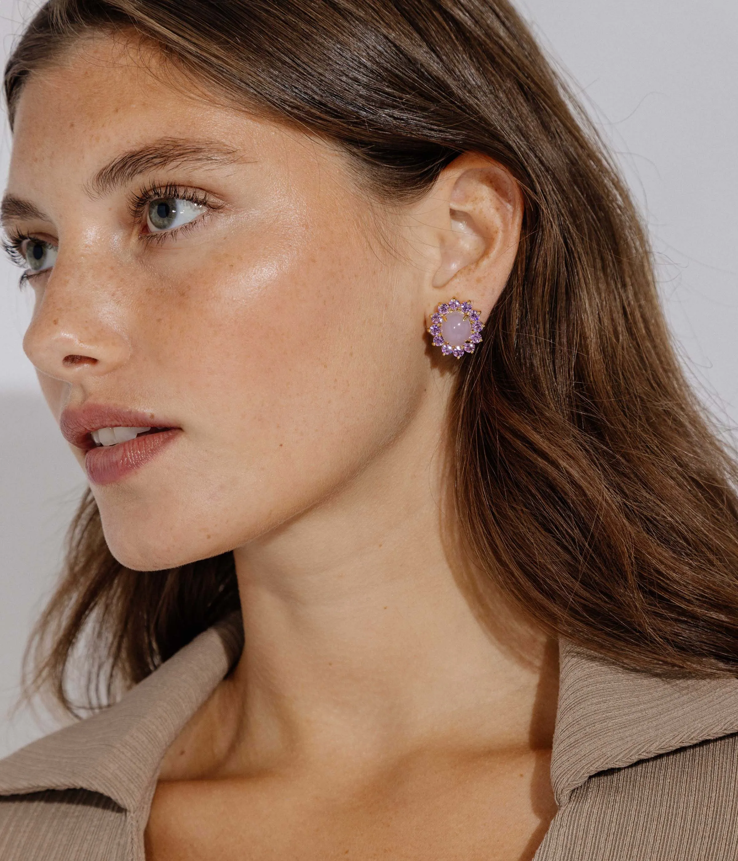 Georgie Stud Earrings in Aqua