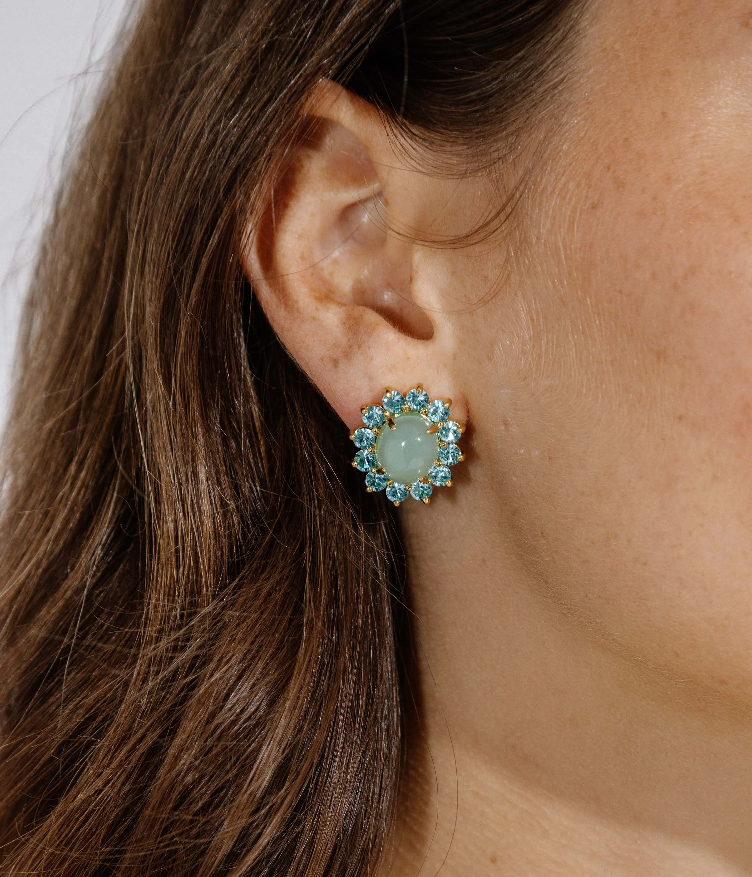 Georgie Stud Earrings in Aqua