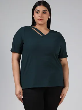 Gia Bottle Green Cotton Cut Out Top