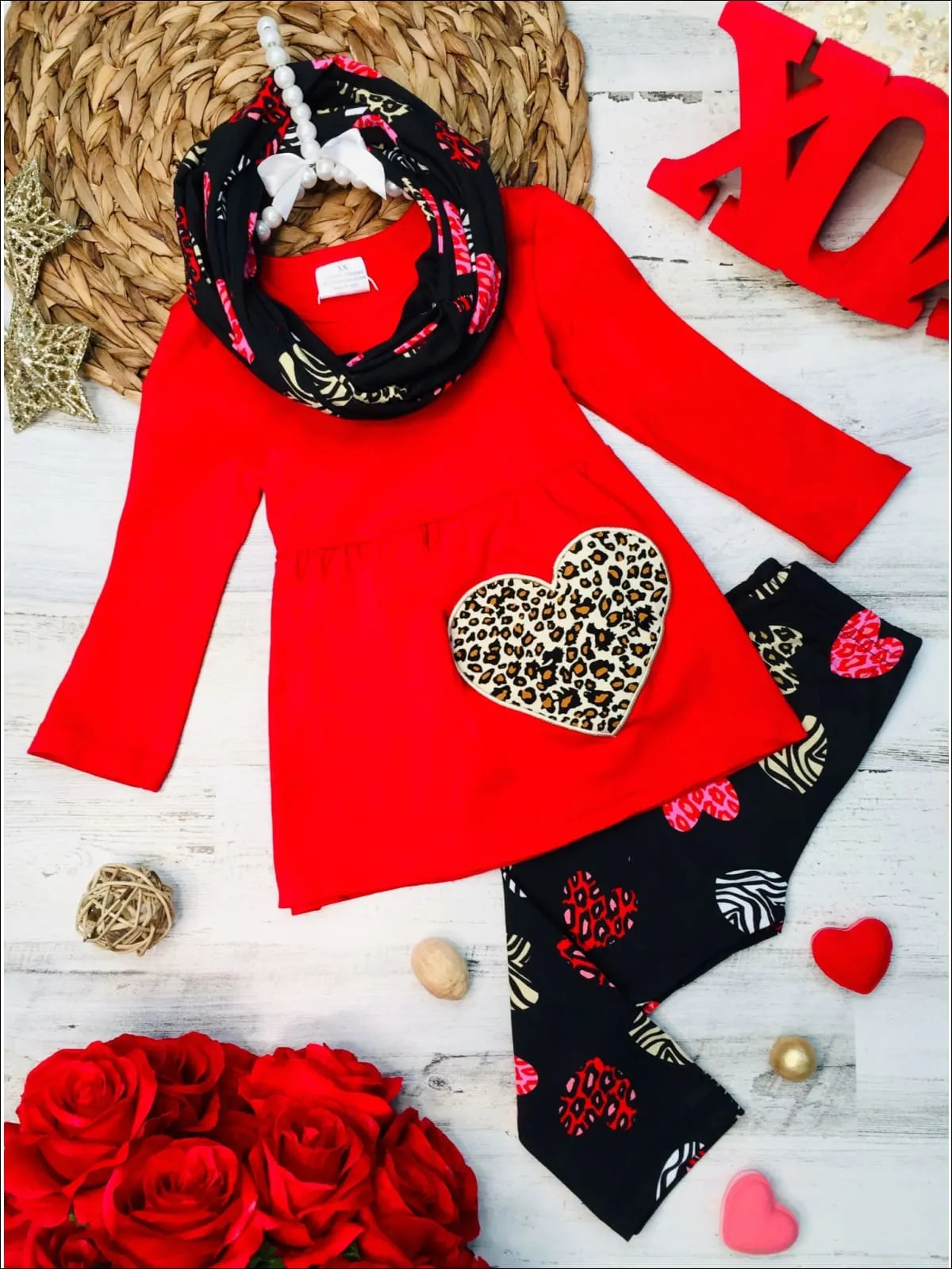 Girls Hugs and Kisses Tunic and Legging Set