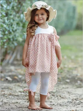 Girls Sweet Perfection Hi-Lo Ruffle Polka Dot Tunic And Legging Set