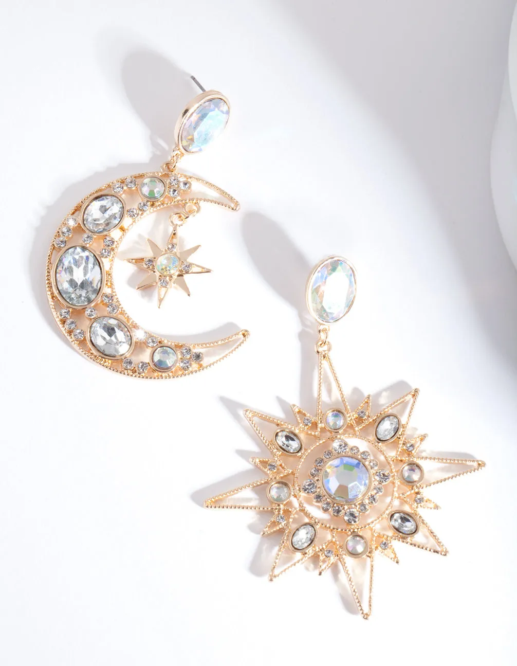 Gold Statement Star Moon Earrings